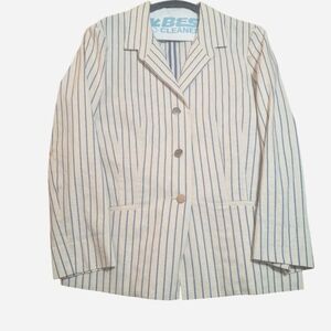 Lafayette 148 New York Cream Blazer with Blue Pinstripes